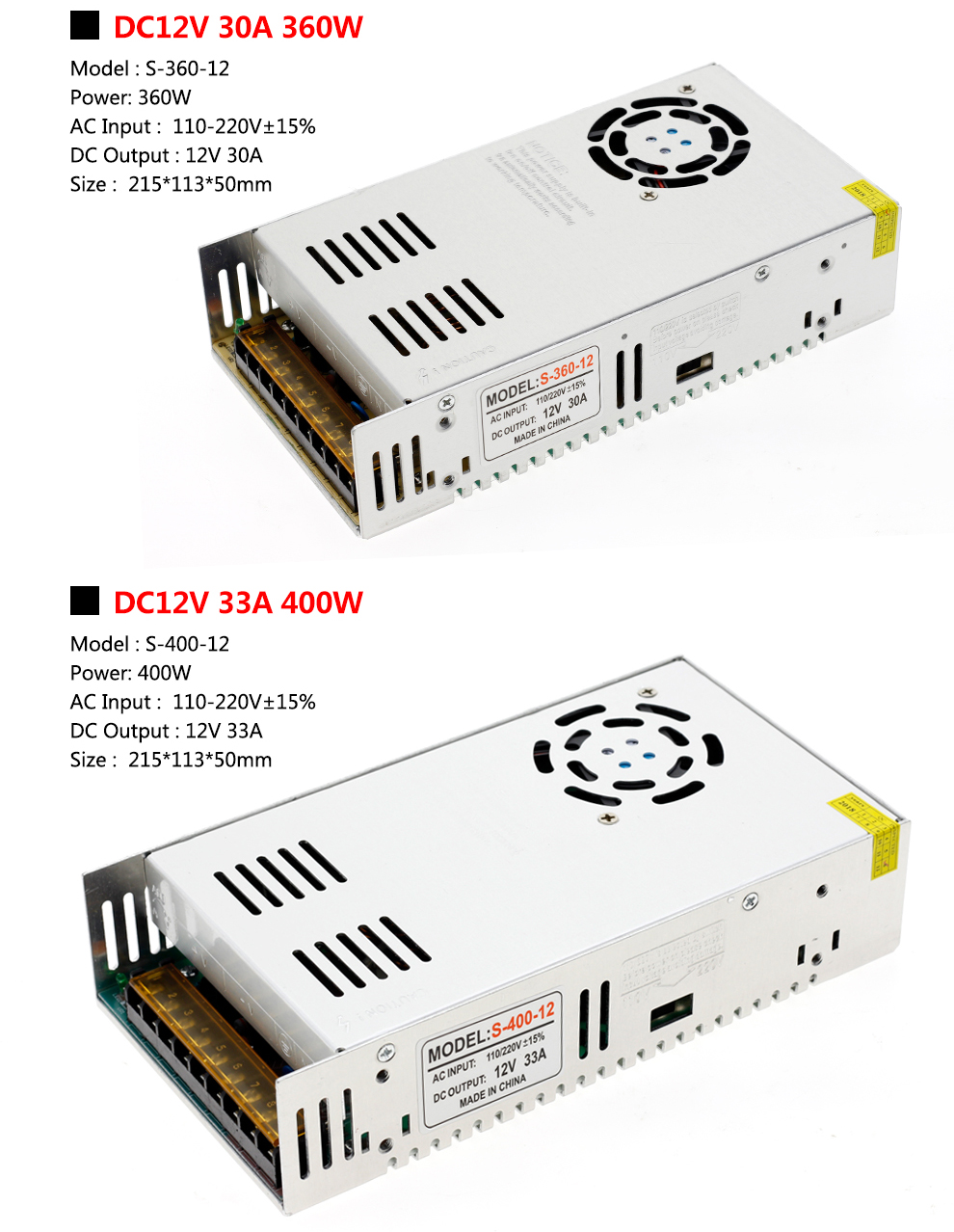 AC110-220V to DC12V LED Driver Unit for LED Lights , CCTV CAMERA High Quality 12V Power Supply Adapt(图2)