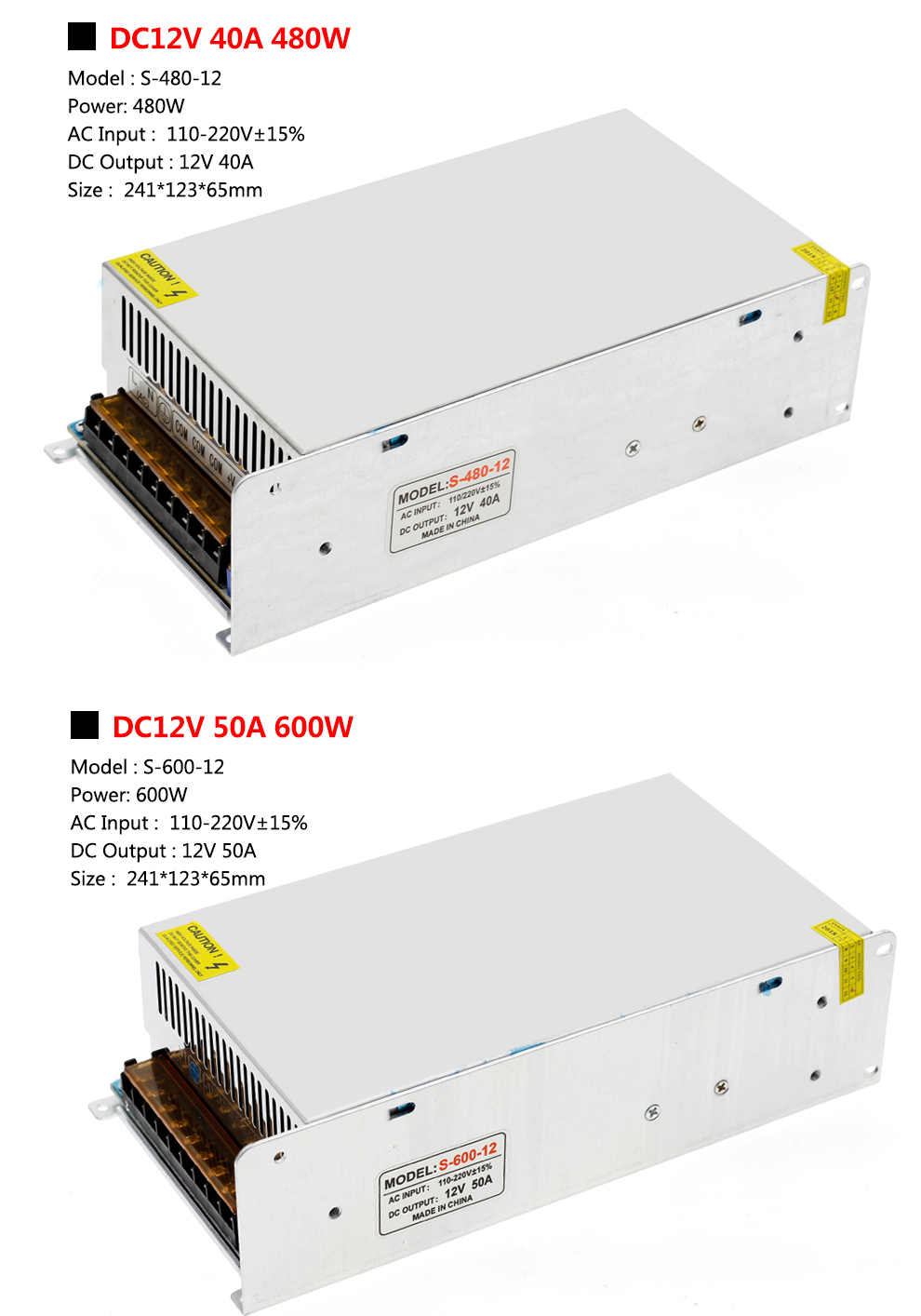 AC110-220V to DC12V LED Driver Unit for LED Lights , CCTV CAMERA High Quality 12V Power Supply Adapt(图6)