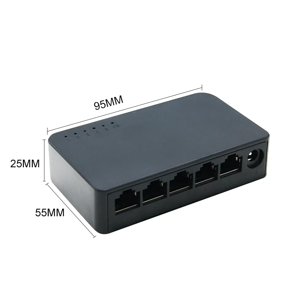 Network Switch Mini 5Ports Switch Ethernet 1000Mbps/100Mbps Gigabit High Performance Smart Switcher RJ45 Hub Internet Injector 2