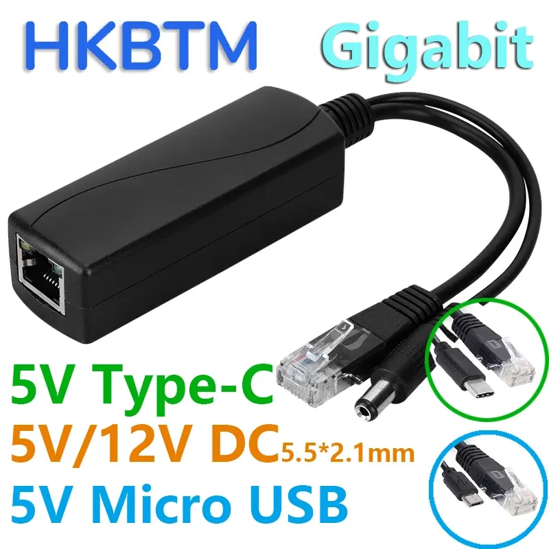 Gigabit PoE Splitter Micro USB/Type-C/DC Power over Ethernet for IP Camera/Raspberry PI/sensecap/Bobcat