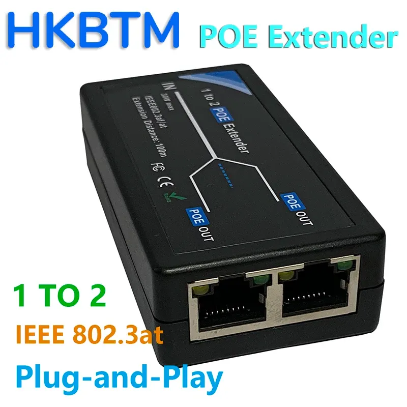 2 Port POE Extender 100Mbps with IEEE 802.3af Standard for NVR IP Camera AP IP VOICE POE Extend 100 meters for POE range