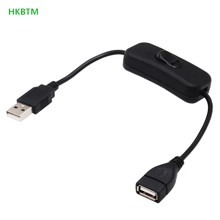 HKBTM 28cm USB Cable with Switch ON/OFF Cable Extension Toggle for USB Lamp USB Fan Power Supply Line Durable HOT SALE Adapter detail