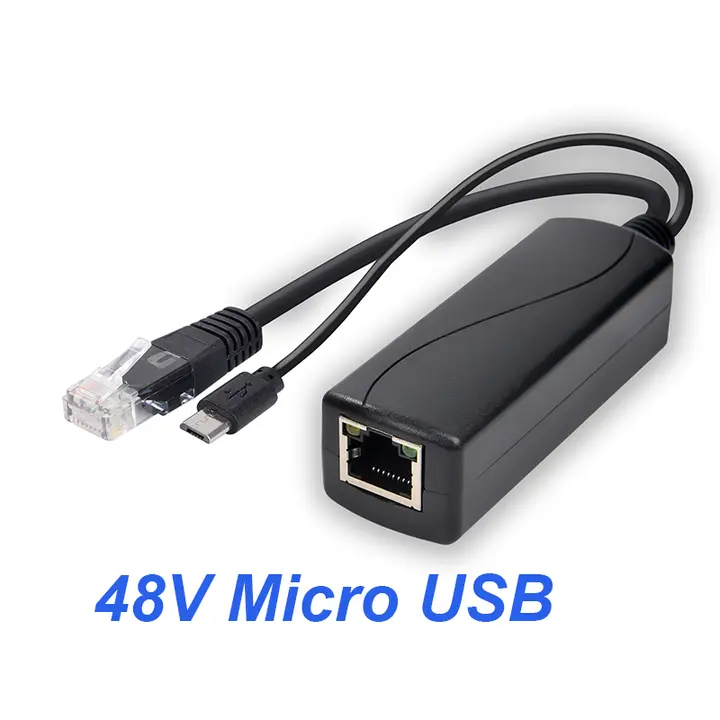 HKBTM POE Splitter 48V To 5V 12V Micro USB tpye-C BarrelJack Power Supply for Huawei for Hikvision for Bobcat for Raspberry Pi detail