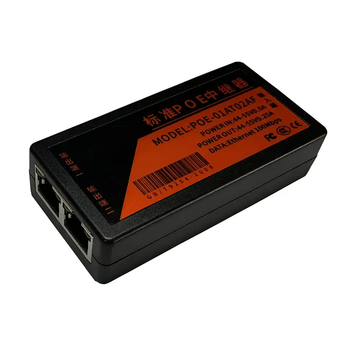 HKBTM 2 Port POE Extender 100Mbps with IEEE 802.3af Standard for NVR IP Camera AP IP VOICE POE Extend 100 meters for POE range detail
