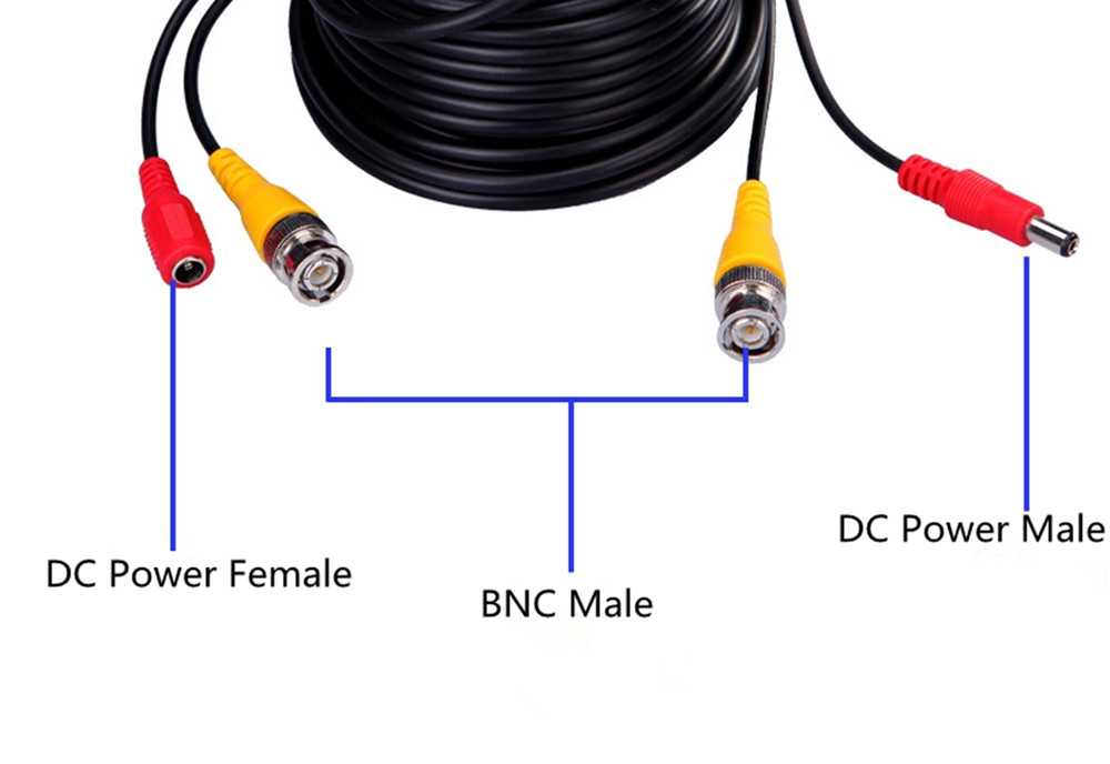 BNC Video Power Siamese Cable 59ft 18m for Analog AHD CVI CCTV Surveillance Camera(图1)