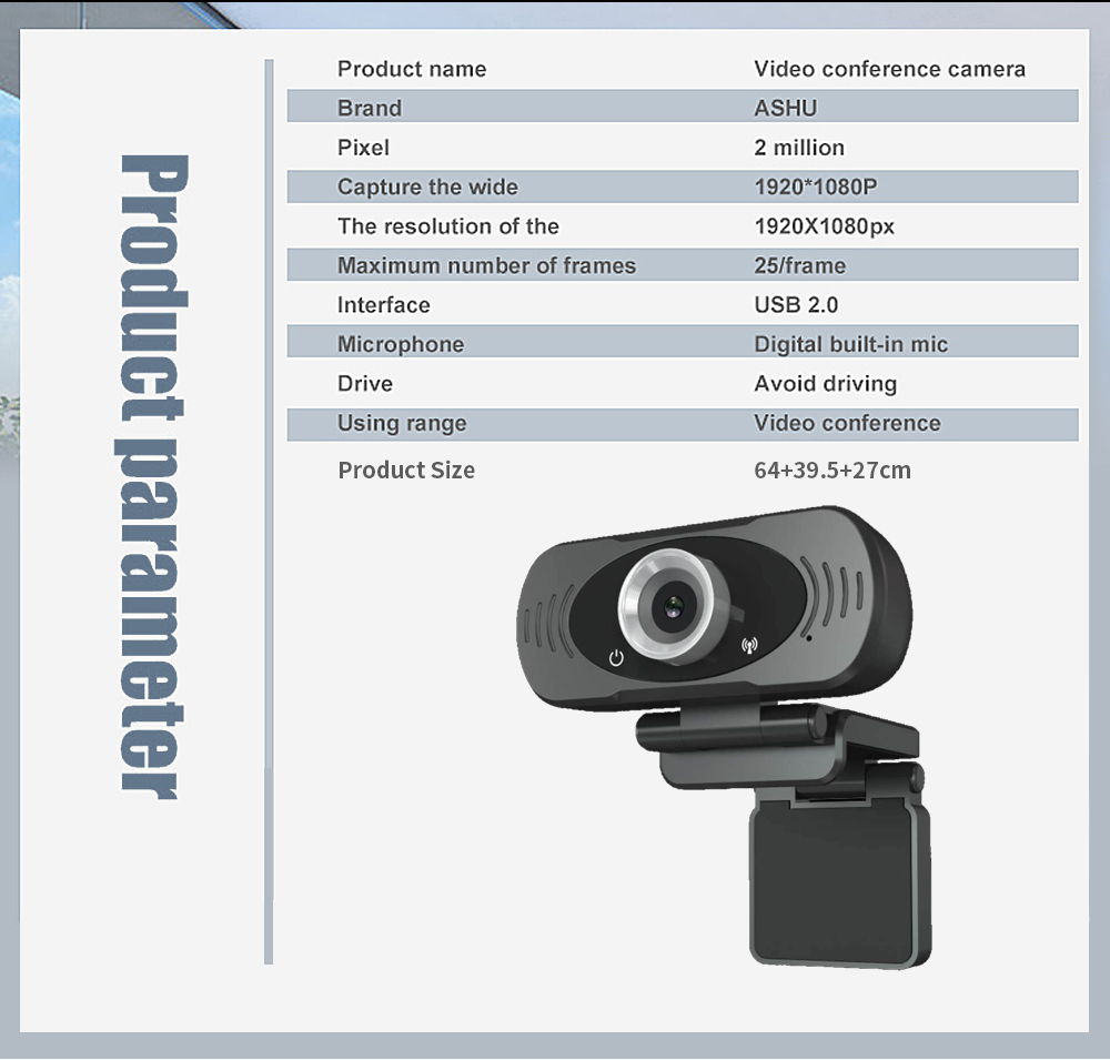1080P Mini Webcam HD Video Call Web Camera with Built-in Microphone USB Plug & Play Web Cam Widescre(图9)