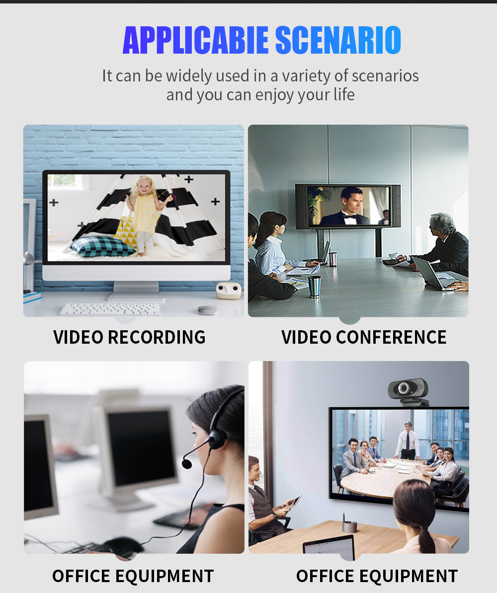 1080P Mini Webcam HD Video Call Web Camera with Built-in Microphone USB Plug & Play Web Cam Widescre(图12)